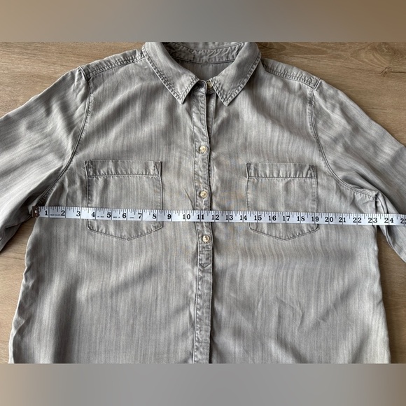 Women's Denim Gray Shirt Button Down Long Sleeve Top SZ L - Picture 5 of 7